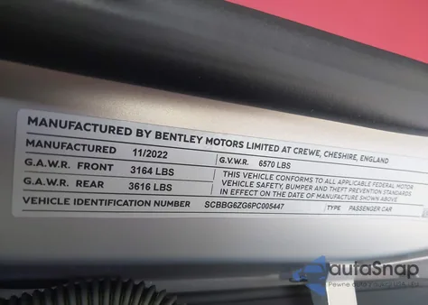 2023 Bentley Flying Spur Azure/Mulliner V8/S from USA, damaged, VIN SCBBG6ZG6PC005447